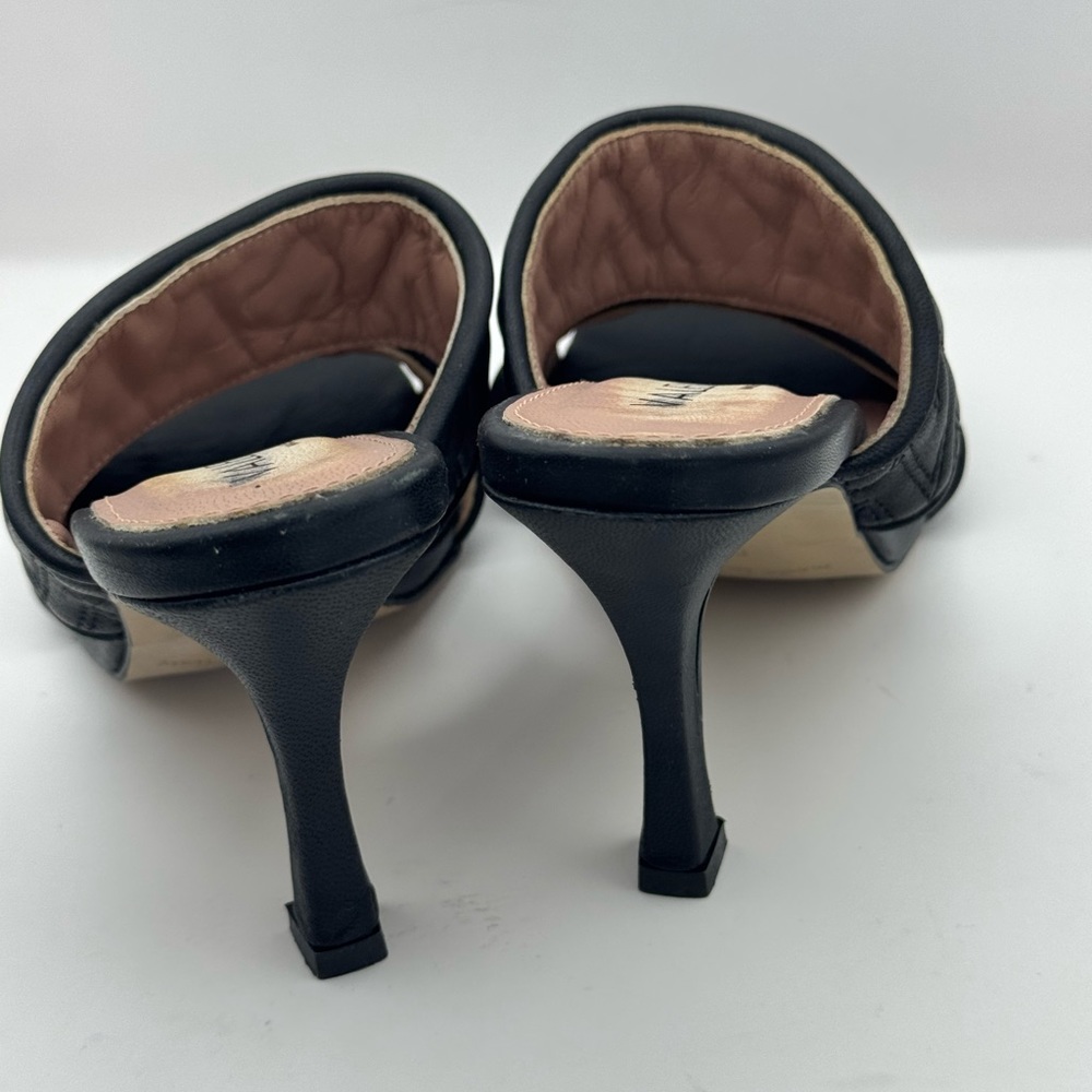 Valentino Black Quilted Leather Two-Band High Heel Mule - Picture 6 of 9